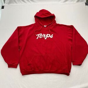 University of Maryland Terps Hoodie Sweatshirt Mens Large Red NCAA Athleisure